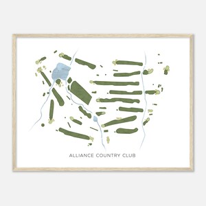 Allianz Country Club, Ohio - Moderne Aquarell Landkarte | Golfer Geschenk, Golf Wandkunst, Golf Poster Druck, Platz Layout
