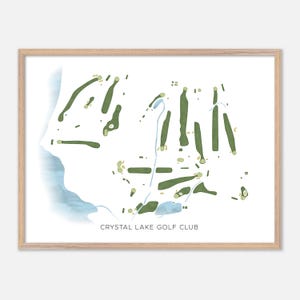 Crystal Lake Golf Club in Haverhill, Massachusetts: moderne aquarelkaart | Golfcadeau, golfmuurkunst, golfposterprint, baanindeling