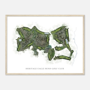 Erbe Eagle Bend Golf Club, Colorado - Klassische Aquarell Karte | Golfer Geschenk, Golf Wandkunst, Golf Poster Druck, Platz Layout