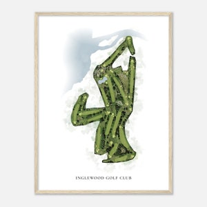 Inglewood Golf Club, Washington - Klassische Aquarell Landkarte | Golfer Geschenk, Golf Wandkunst, Golf Poster Druck, Platz Layout