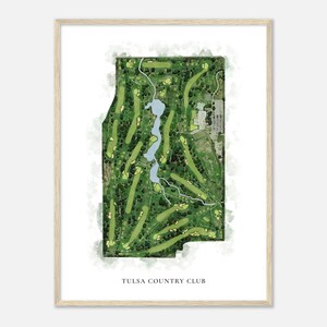 Tulsa Country Club, Oklahoma - Mappa classica ad acquerello / Regalo per golfisti, Arte da parete per il golf, Stampa poster di golf, Layout del campo