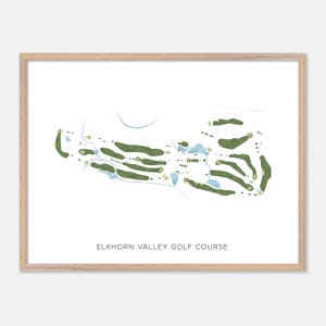 Golfbaan Elkhorn Valley in Lyons, Oregon: moderne aquarelkaart | Golfcadeau, golfmuurkunst, golfposterprint, baanindeling