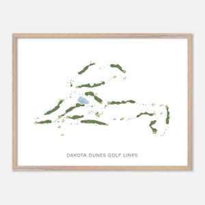 Dakota Dunes Golf Links à Whitecap, Canada - Carte aquarelle moderne | Cadeau golfeur, oeuvre d'art murale de golf, impression d'affiche de golf, aménagement du parcours