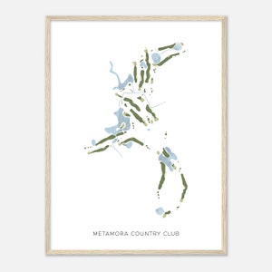 Metamora Country Club, Michigan - Mappa acquerello moderna / Regalo per golfista, Arte da parete per il golf, Stampa poster di golf, Layout del campo
