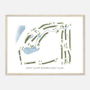 May include: A watercolor illustration of a golf course layout with green and yellow accents. The text "SAINT CLAIR SHORES GOLF CLUB" is at the bottom of the image.
