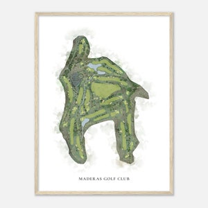 Maderas Golf Club, California - Classic Watercolor Map | Golfer Gift, Golf Wall Art, Golf Poster Print, Course Layout