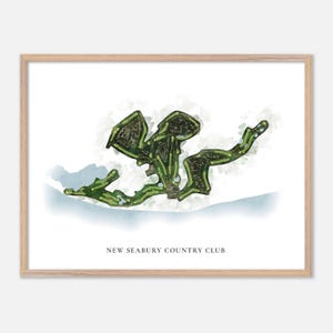 Nuovo Seabury Country Club a Mashpee, Massachusetts - Mappa classica ad acquerello / Regalo per golfisti, Arte murale per golf, Stampa poster per golf