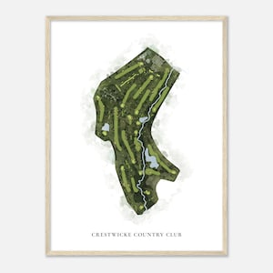 Crestwicke Country Club, Illinois - Klassische Aquarell Landkarte | Golfer Geschenk, Golf Wandkunst, Golf Poster Druck, Platz Layout