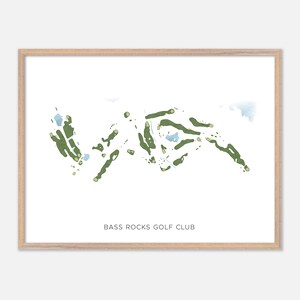 Bass Rocks Golf Club in Gloucester, Massachusetts - Moderne Aquarell Landkarte | Golfer Geschenk, Golf Wandkunst, Golf Poster Druck, Platz Layout