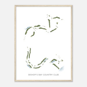 Bischofs Bay Country Club, Wisconsin - Moderne Aquarell Landkarte | Golfer Geschenk, Golf Wandkunst, Golf Poster Druck, Platz Layout