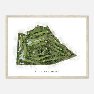 Ridge Golf Course, California - Classic Watercolor Map | Golfer Gift, Golf Wall Art, Golf Poster Print, Course Layout