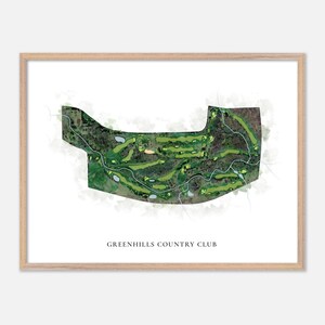 Greenhills Country Club a Londra, Canada - Mappa classica ad acquerello / Regalo per golfisti, Arte murale per golf, Stampa poster per golf, Layout del campo