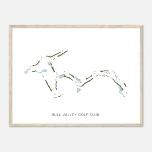 Bull Valley Golf Club, Illinois - moderne aquarelkaart | Golfer cadeau, golf kunst aan de muur, golf poster print, baanindeling