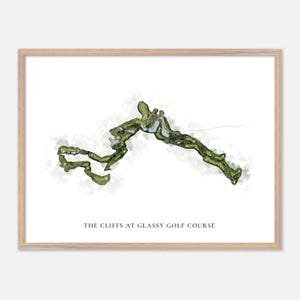 Die Klippen am Glassy Golf Platz in Landrum, South Carolina - Klassische Aquarell-Karte | Golfer Geschenk, Golf Wandkunst, Golf Poster Druck