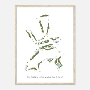 Southern Highlands Golf Club, Nevada - Moderne aquarelkaart | Golfer cadeau, golf kunst aan de muur, golf poster print, baanindeling