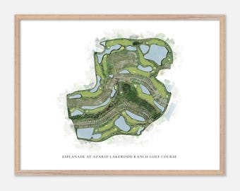 Esplanade at Azario Lakewood Ranch Golf Course in Lakewood Ranch, Florida - Classic Watercolor Map | Golfer Gift, Golf Wall Art