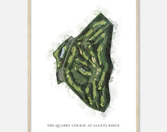 The Quarry Course At Giants Ridge, Minnesota - Classic Watercolor Map | Golfer Gift, Golf Wall Art, Golf Poster Print, Course Layout
