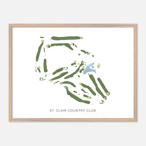 St. Clair Country Club a Belleville, Illinois - Mappa moderna ad acquerello / Regalo per golfisti, Arte murale da golf, Stampa poster da golf, Layout del campo