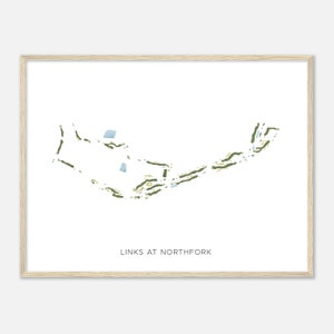 Links at Northfork, Minnesota - Carte aquarelle moderne | Cadeau golfeur, oeuvre d'art murale de golf, impression d'affiche de golf, aménagement du parcours