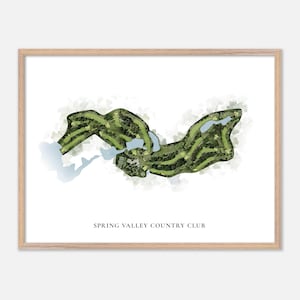 Spring Valley Country Club in Columbia, South Carolina: klassieke aquarelkaart | Golfcadeau, golfmuurkunst, golfposterprint