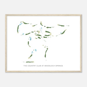 Le country club de Woodloch Springs, Pennsylvanie - Carte aquarelle moderne | Cadeau golfeur, oeuvre d'art murale de golf, impression d'affiche de golf, aménagement du parcours