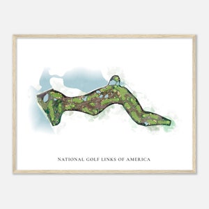National Golf Links of America, New York - klassische Aquarell-Karte | Golfer Geschenk, Golf Wandkunst, Golf Poster Druck, Platz Layout