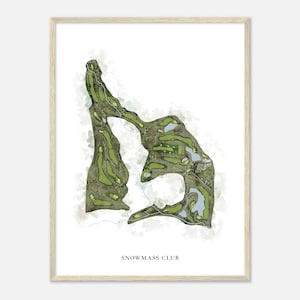 Snowmass Club, Colorado - Klassische Aquarell Karte | Golfer Geschenk, Golf Wandkunst, Golf Poster Druck, Platz Layout