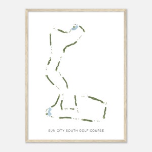 Campo de golf Sun City South, Arizona - Mapa de acuarela moderno / Regalo de golfista, Arte de la pared de golf, Impresión de carteles de golf, Diseño del campo