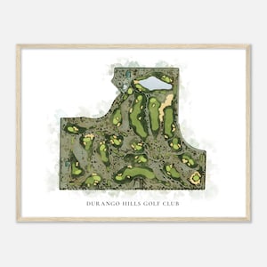 Durango Hills Golf Club, Nevada - Klassieke aquarelkaart | Golfer cadeau, golf kunst aan de muur, golf poster print, baanindeling