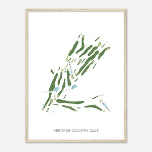 Heritage Country Club, Massachusetts - Moderne aquarelkaart | Golfer cadeau, golf kunst aan de muur, golf poster print, baanindeling