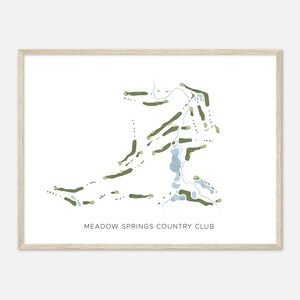 Meadow Springs Country Club, Washington - Moderne aquarelkaart | Golfer cadeau, golf kunst aan de muur, golf poster print, baanindeling