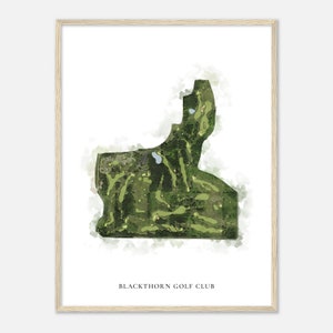 Blackthorn Golf Club, Indiana - Klassieke aquarelkaart | Golfer cadeau, golf kunst aan de muur, golf poster print, baanindeling