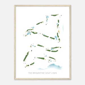 De Brigantine Golf Links, New Jersey - Moderne aquarelkaart | Golfer cadeau, golf kunst aan de muur, golf poster print, baanindeling