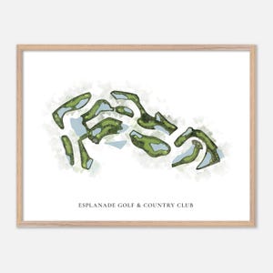 Esplanade Golf & Country Club in Naples, Florida: klassieke aquarelkaart | Golfcadeau, golfmuurkunst, golfposterprint, baanindeling