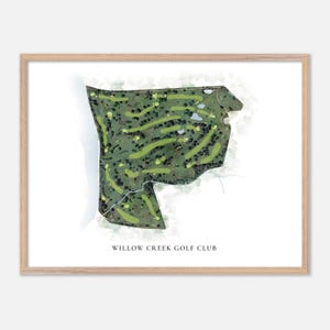 Willow Creek Golf Club in Big Flats, New York: klassieke aquarelkaart | Golfcadeau, golfmuurkunst, golfposterprint, baanindeling