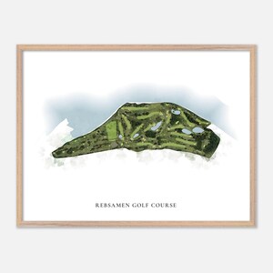 Parcours de golf Rebsamen à Little Rock, Arkansas - Carte aquarelle classique | Cadeau golfeur, oeuvre d'art murale de golf, impression d'affiche de golf, aménagement du parcours