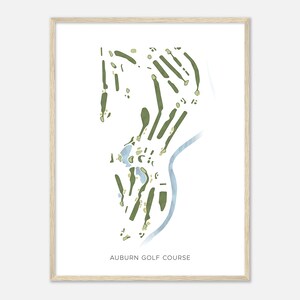 Auburn Golf Course, Washington - Moderne aquarelkaart | Golfer cadeau, golf kunst aan de muur, golf poster print, baanindeling