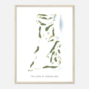 The Links at Spanish Bay, California - Mappa acquerello moderna / Regalo per golfisti, Arte da parete per il golf, Stampa poster di golf, Layout del campo