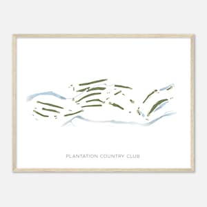 Plantation Country Club, Idaho - Mappa acquerello moderna / Regalo per golfista, Arte da parete per golf, Stampa poster di golf, Layout del campo