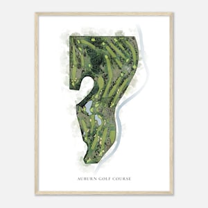 Auburn Golf Club, Washington - Klassische Aquarell Karte | Golfer Geschenk, Golf Wandkunst, Golf Poster Druck, Platz Layout