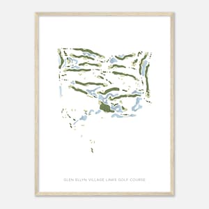 Parcours de golf de Glen Ellyn Village Links, Illinois - Carte aquarelle moderne | Cadeau golfeur, oeuvre d'art murale de golf, impression d'affiche de golf, aménagement du parcours