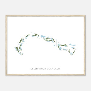 Celebration Golf Club, Florida - Moderne aquarelkaart | Golfer cadeau, golf kunst aan de muur, golf poster print, baanindeling