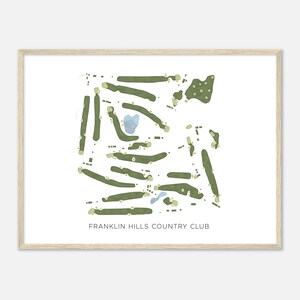 Franklin Hills Country Club, Michigan - Modern Watercolor Map | Golfer Gift, Golf Wall Art, Golf Poster Print, Course Layout