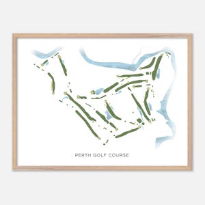 Perth Golf Club, Kanada - Moderne Aquarell Landkarte | Golfer Geschenk, Golf Wandkunst, Golf Poster Druck, Platz Layout
