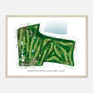 Downingtown Country Club, Pennsylvania - Mappa classica dell'acquerello / Regalo per golfisti, Arte da parete per il golf, Stampa di poster di golf, Layout del campo