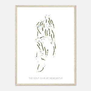 De golfclub in Newcastle, Washington - moderne aquarelkaart | Golfer cadeau, golf kunst aan de muur, golf poster print, baanindeling