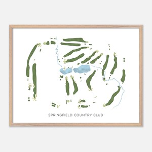 Springfield Country Club a West Springfield, Massachusetts - Mappa moderna ad acquerello / Regalo per golfisti, Arte murale per golf, Stampa poster per golf