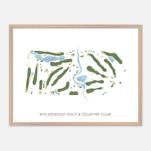 Wyldewood Golf & Country Club a , Canada - Mappa moderna ad acquerello / Regalo per golfisti, Arte murale per golf, Stampa poster per golf, Layout del campo