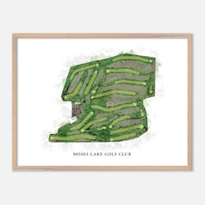 Moses Lake Golf Club in Moses Lake, Washington - Klassische Aquarell Karte | Golfer Geschenk, Golf Wandkunst, Golf Poster Druck, Platz Layout
