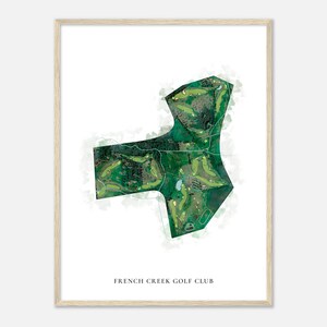 French Creek Golf Club, Pennsylvania - Klassische Aquarell Karte | Golfer Geschenk, Golf Wandkunst, Golf Poster Druck, Platz Layout